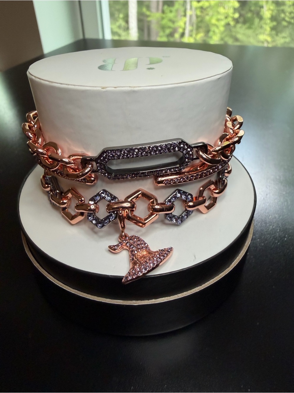 2025 Halloween Stack Rose Gold Crystal Charm Bracelet